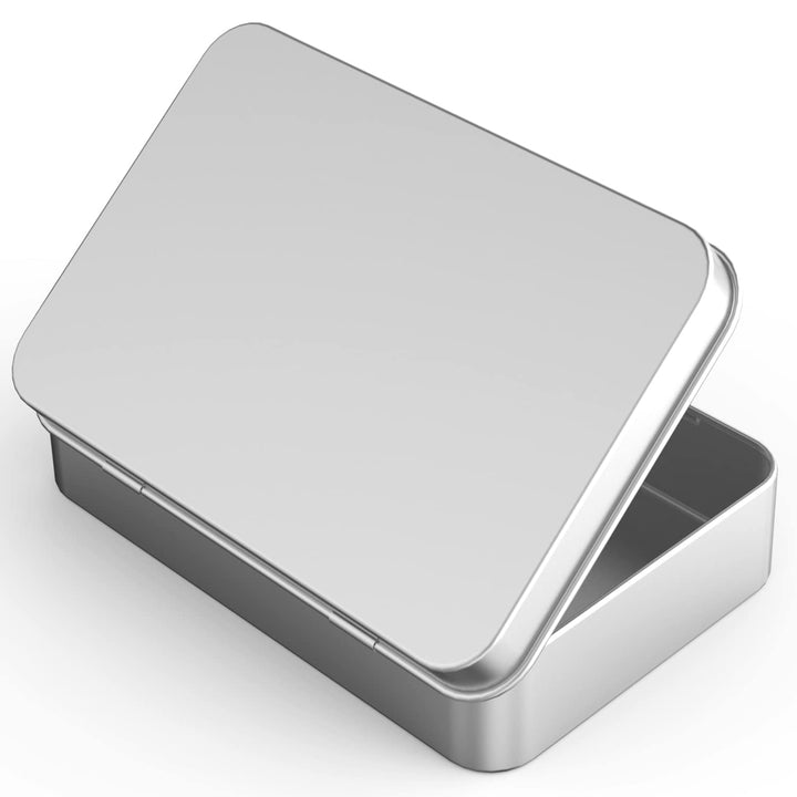 8 Pack Tin Box Containers 3.7 x 2.4 x 0.8 Inch Metal Tins Storage Box with Hinge Lids, for Home Storage, Outdoor Active Storage Containers, Home Organizer Small Tins, Gold