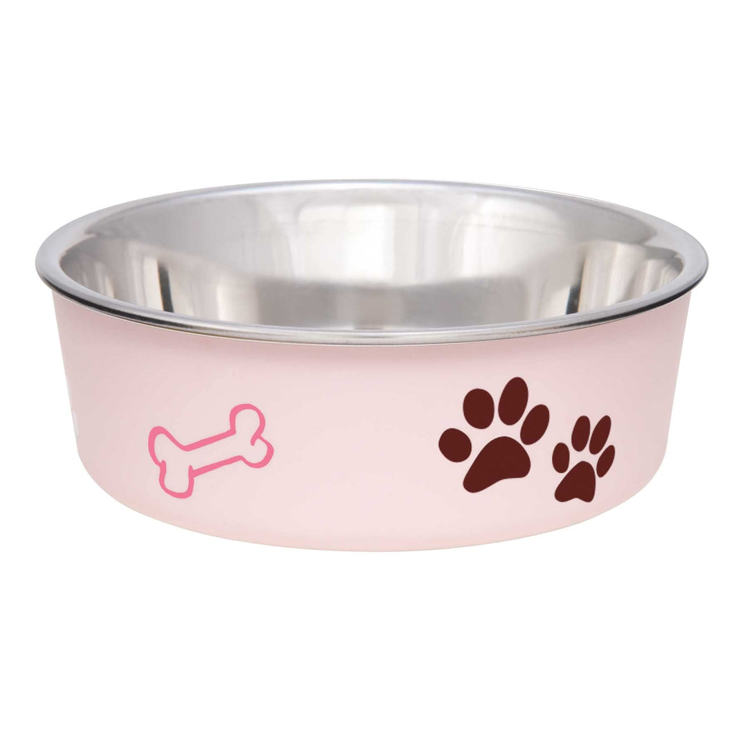 Bella Dog Bowls- Stainless Steel Dog &amp; Cat Bowls - Spill Proof Dog Food Bowl, Puppy Essentials &amp; Pet Supplies (Medium 20-25 lbs, Paparazzi Pink)