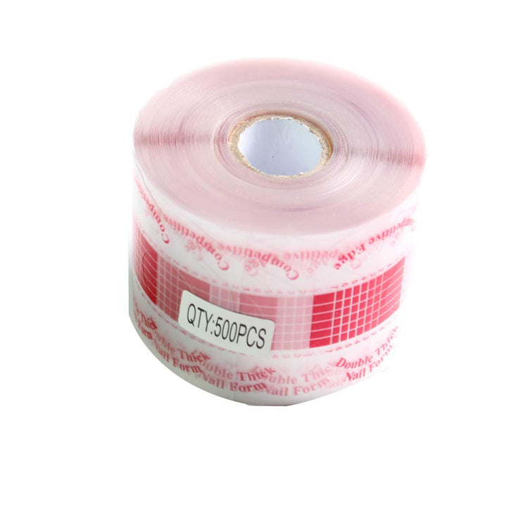Beauty Leader 500 Pcs/Roll Nail Form Stickers Clear Nail Art Guide Form Acrylic UV Gel Tips Extension (C-Red)