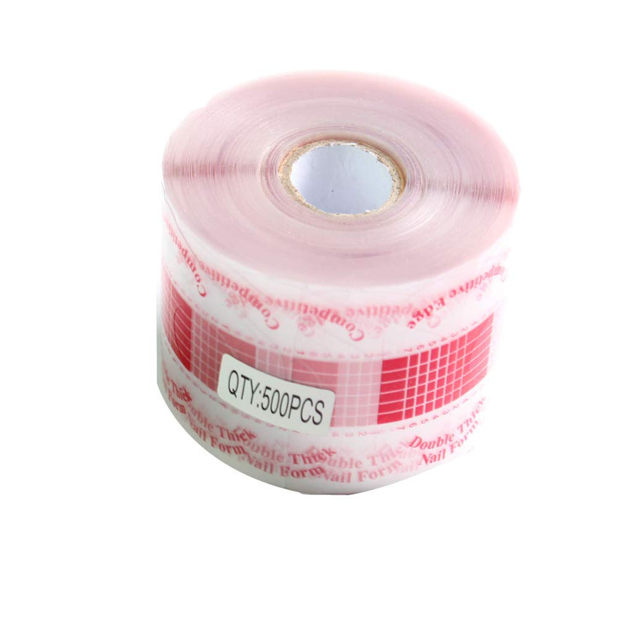 Beauty Leader 500 Pcs/Roll Nail Form Stickers Clear Nail Art Guide Form Acrylic UV Gel Tips Extension (C-Red)