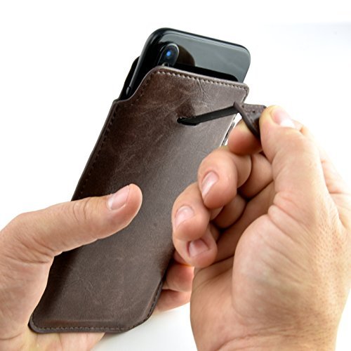 Provincial Wallet Sleeve for iPhone 11 Pro, iPhone Xs &amp; iPhone X: Ultra Slim Vintage Synthetic Leather Cover with 2 Card Holder Slots: Professional Executive Pouch Case [Brown]