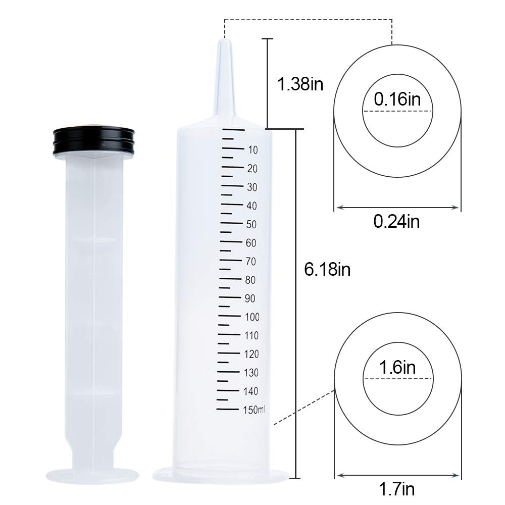 3 Pcs 150ml Large Syringes, Sterile and Individual Sealed, Easy to Use and Clean, Plastic Garden Syringe for Liquid, lip Gloss, Paint, Epoxy Resin, Oil, Watering Plants, Refilling