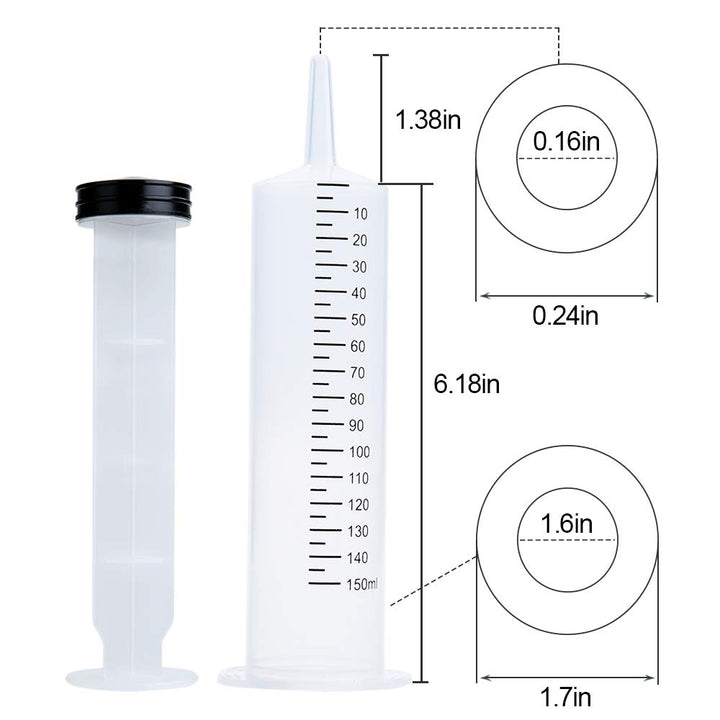 3 Pcs 150ml Large Syringes, Sterile and Individual Sealed, Easy to Use and Clean, Plastic Garden Syringe for Liquid, lip Gloss, Paint, Epoxy Resin, Oil, Watering Plants, Refilling
