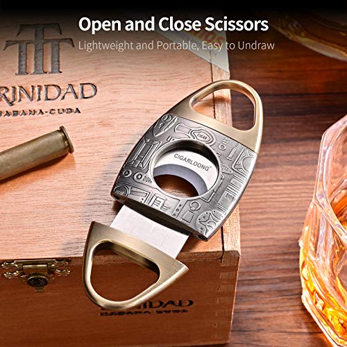 CIGARLOONG Cigar Cutter Bronze Engrave Stainless Steel 