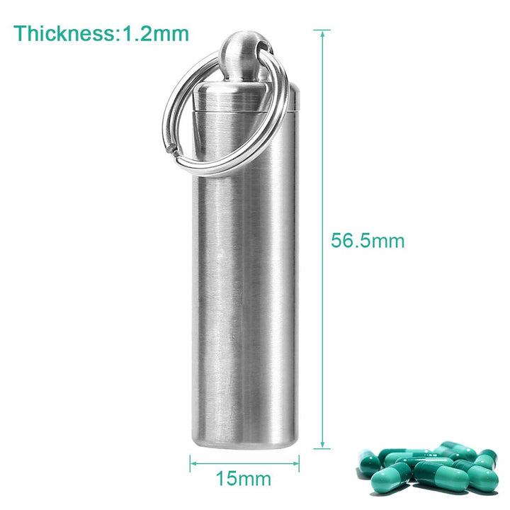 VGEBY 15mm Keychain Container, Stainless Steel Waterproof Medicine Pill Bottle Keychain Pill Box Case Container Keychain Keychain Pill Holder Stainless Steel Pill Case Container For Airborne Tablets