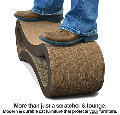 Ultimate Cat Scratch Lounge, Cat Scratchers for Indoor Cats, Reversible &amp; Durable, Made from Recycled Corrugated Cardboard, Walnut Brown