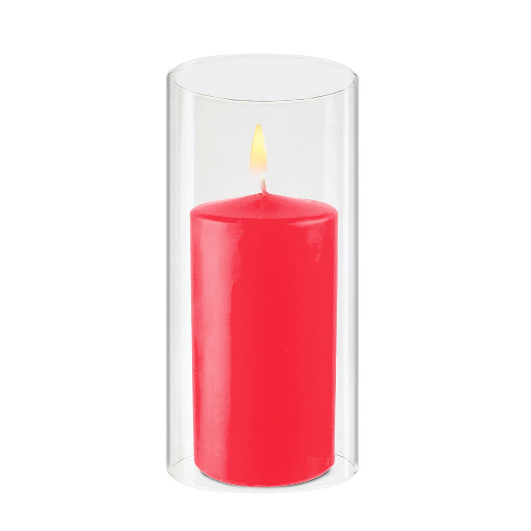 D-3 H-6 Glass Open Ended Hurricane Candleholder Bottomless Cylinder Sleeve Clear Chimney Shade Tube Cover, 1 Piece