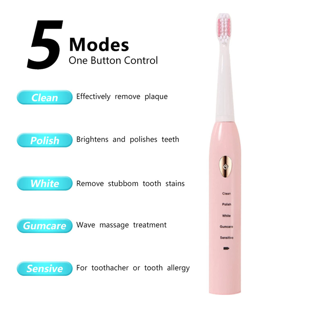 AIPOEXUNO Electric Toothbrush with 5 Brush Heads for Ad