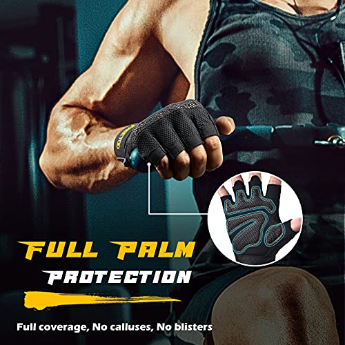 Workout Gloves for Men 2021 Latest, [Full Palm Protection] [Ultra Ventilated] Weight Lifting Gloves with Cushion Pads and Silicone Grip Gym Gloves Durable Training Gloves for Exercise Fitness