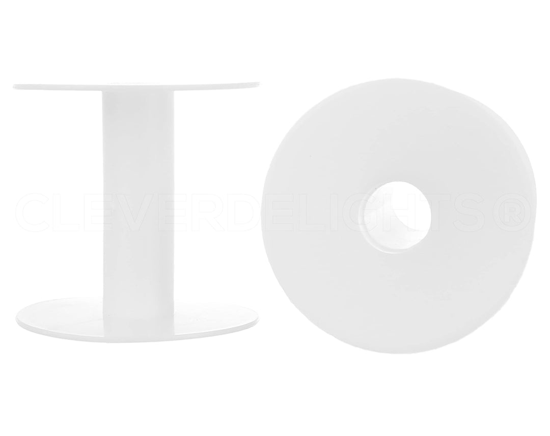CleverDelights 2 White Plastic Spools - 16 Pack - Empty