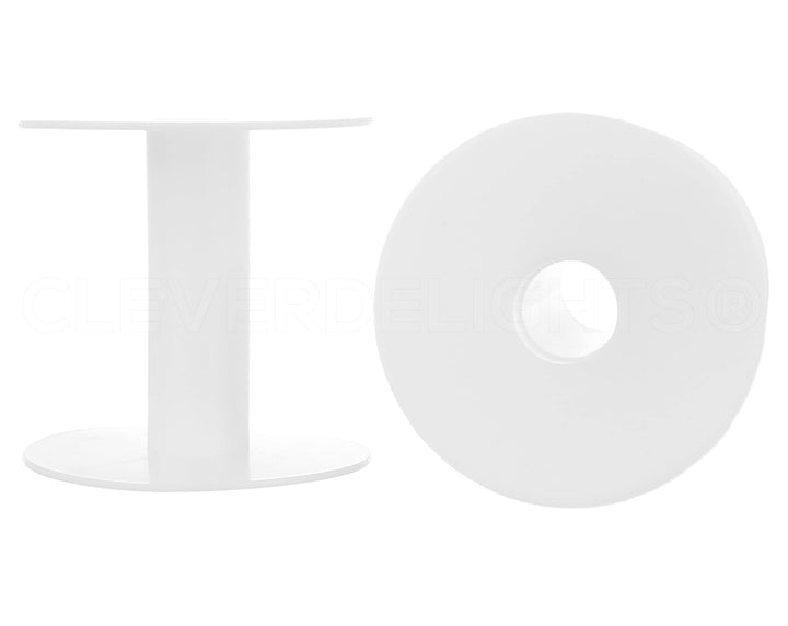 CleverDelights 2 White Plastic Spools - 16 Pack - Empty