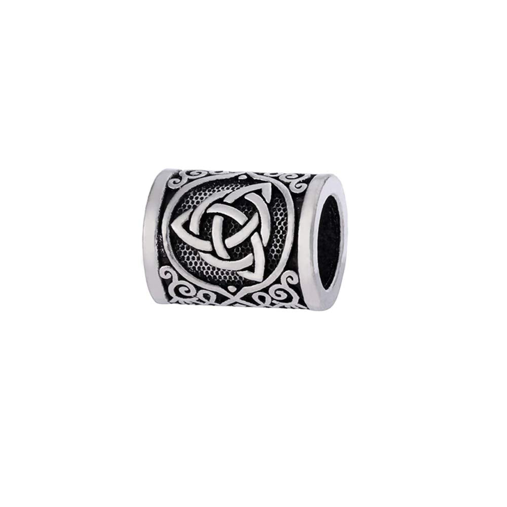 Yahpetes Hair Beard Beads 2 Pcs Celtics Knots Triquetra Viking Beads 0.59X0.47 Viking Rune Beards Sliver Norse Rings Large Viking Beard Beads Metal Beads,Pack 2