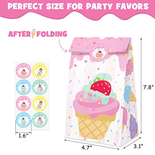 Ice Cream Party Favor Bags Ice Cream Popsicle Social Gift Bags for Summer Sprinkles Goodie Treat Bags Teenagers Themed Birthday Party Supplies Set of 24