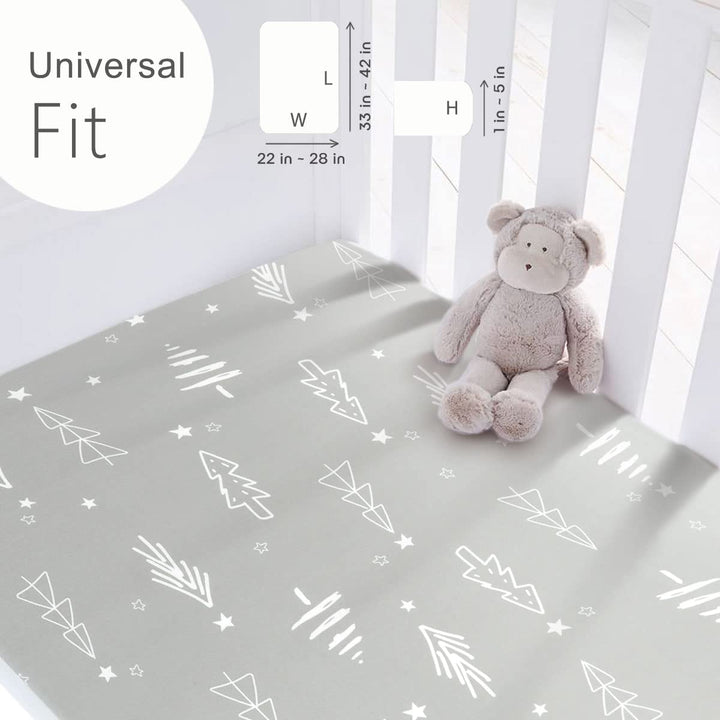 Stretchy Ultra Soft Jersey Knit Fitted Pack n Play Sheets Set 2 Pack, Portable/Mini Crib Sheets, Christmas Trees and Arrows for Girls and Boys