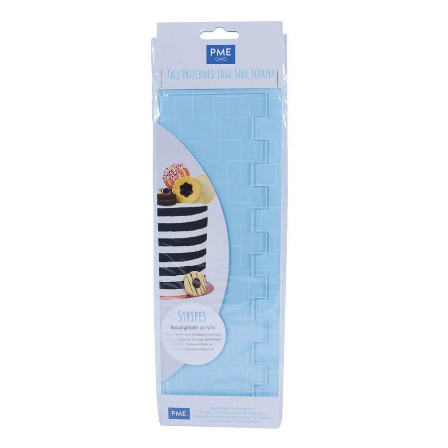 Tall Patterned Edge Side Scraper for Cake Decorating-Stripes Acrylic 10, Transparent