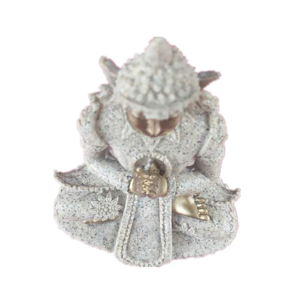 Buddha Statue for Home Office Tabletop, Thai Shakyamuni Sitting Statue with Bronze Finish, 4.3” Minimalist Sandstone Buddha for Zen Decor, Meditation Decor