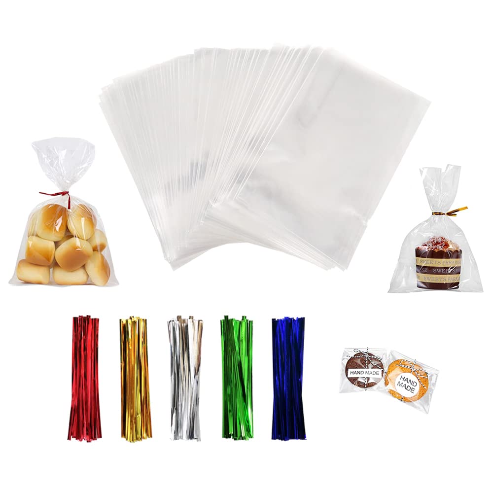 XLSFPY 100PCS Clear Cellophane Bags, 5x7 Small Treat Ba