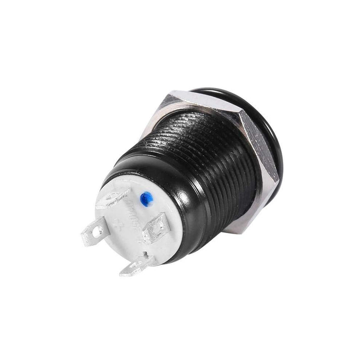 12V LED Power Switch Push Button Switch, 12mm Waterproof Metal Momentary Type Self-resetting Push Button Switch(Blue LED Light)