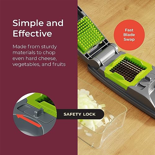 Living 4-Blade Onion Chopper, Vegetable Chopper, Grape Cutter, Egg and Cheese Slicer with Container