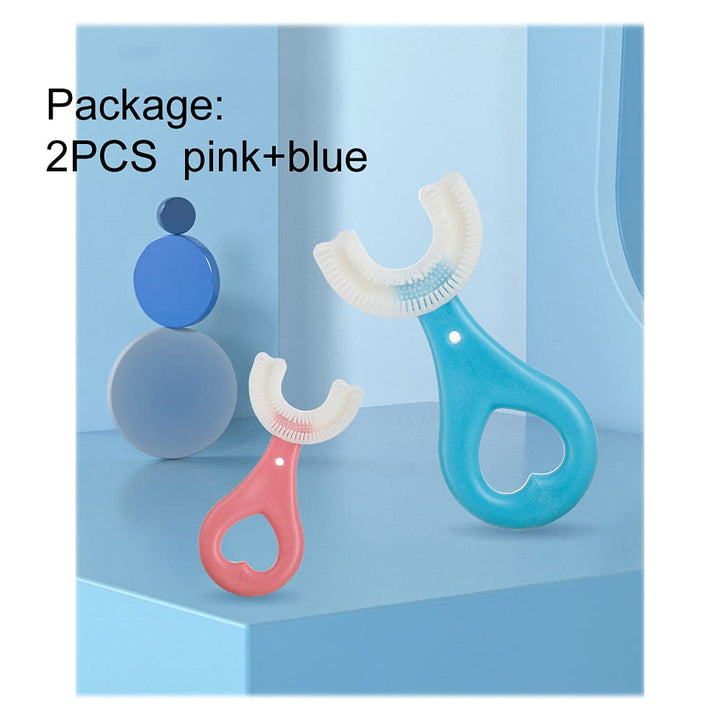 2 Pcs U-Shaped Kids Toothbrush, Premium Soft Manual Tra