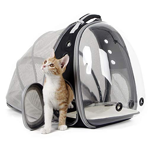 Back Expandable Cat Backpack Carrier, Fit up to 12 lbs, Space Capsule Bubble Window Pet Carrier Backpack to Carry and Transport Cat Bunny Small Puppy