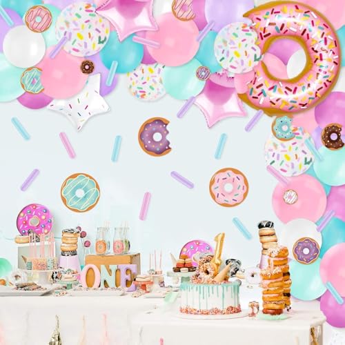 Levfla 100 PCS Donut Balloons Garland Pastel Decoration