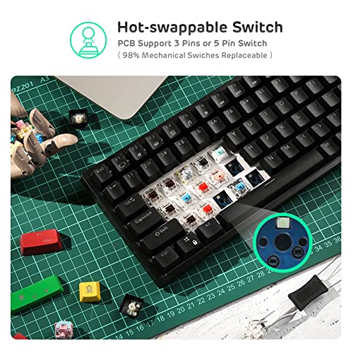 RK84 RGB 75% Triple Mode BT5.0/2.4G/USB-C Hot Swappable Mechanical Keyboard, 84 Keys Wireless Gaming Keyboard, Tactile Brown Switch