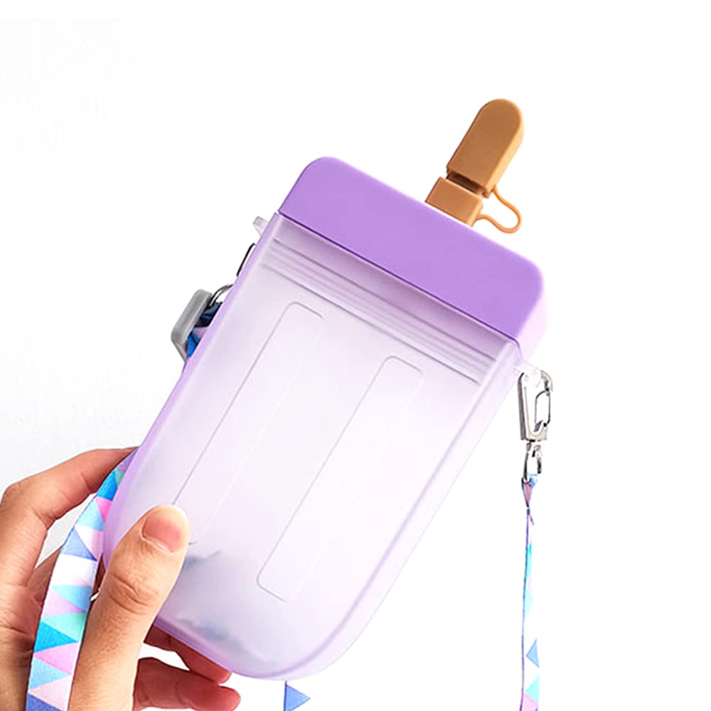 AGUDOU Cute Water Bottles with Straw, Sports Popsicle W