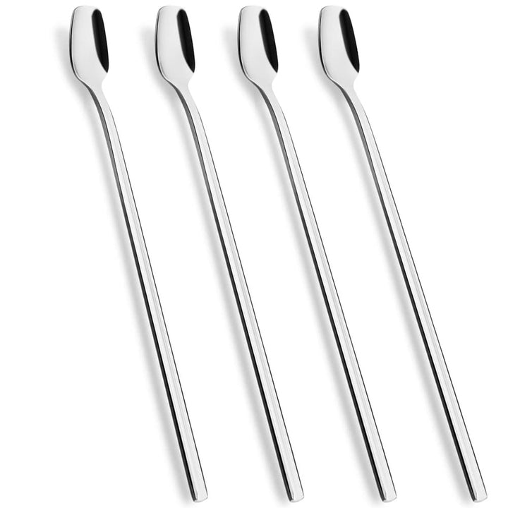 4-Piece 8-Inch Long Handle Spoon, Coffee Stirrers, Iced Teaspoon,Ice Cream Spoon,Premium 18/10 Stainless Steel Cocktail Stirring Spoons