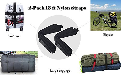Aoneky 2-Pack 13 feet Nylon Straps, Utility Straps with Quick Release Buckle