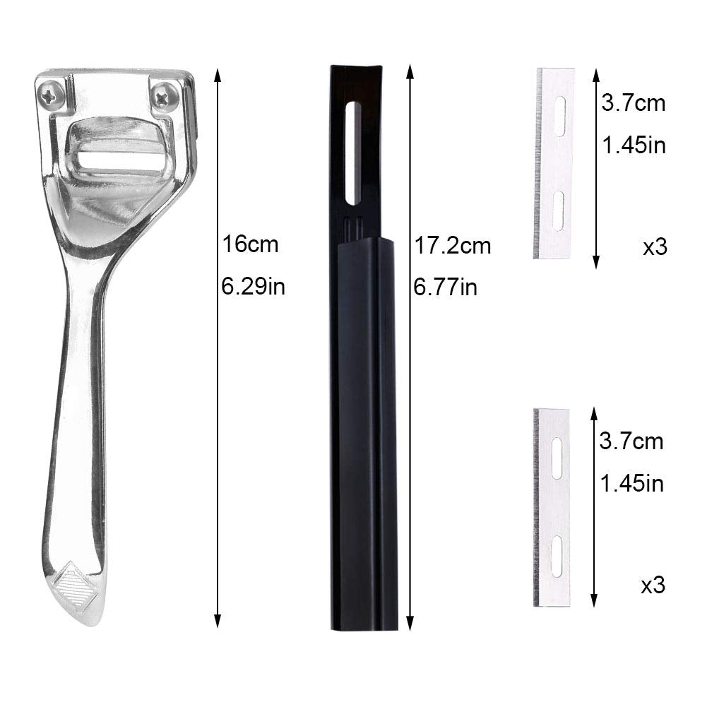 Skiving Knife, Metal Leather Skiver, Leather Craft Tools Skiver, Heavy Duty Hand Skiver for Leather, 6 Pieces Skiver Blades for Leather Craft DIY and Leather Making