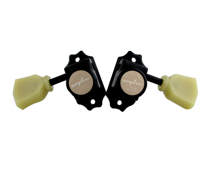Guyker Locking Guitar Machine Heads (3R + 3L) – 1:15 Ratio Lock String Vintage Deluxe Tuning Key Pegs Tuners Set Replacement for Electric, Acoustic or Folk Guitars - Black