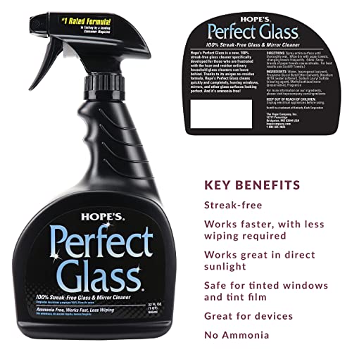 HOPE&#39;S Perfect Glass Cleaner Spray, Streak-Free