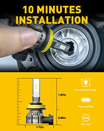 AUXITO H11/H8/H16 LED Fog Light Bulbs or DRL, 6000 Lume