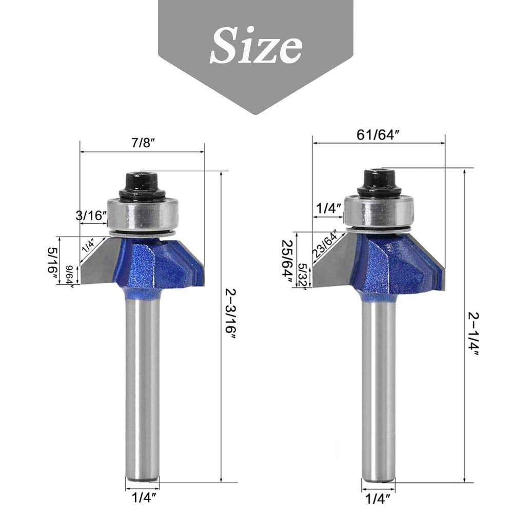 4 Pieces 90 Degree V Groove Router Bit Set, Industrial Grade 1/4-Inch Shank V-slot Grooving Bits CNC Engraving Woodworking Milling Cutter Tool