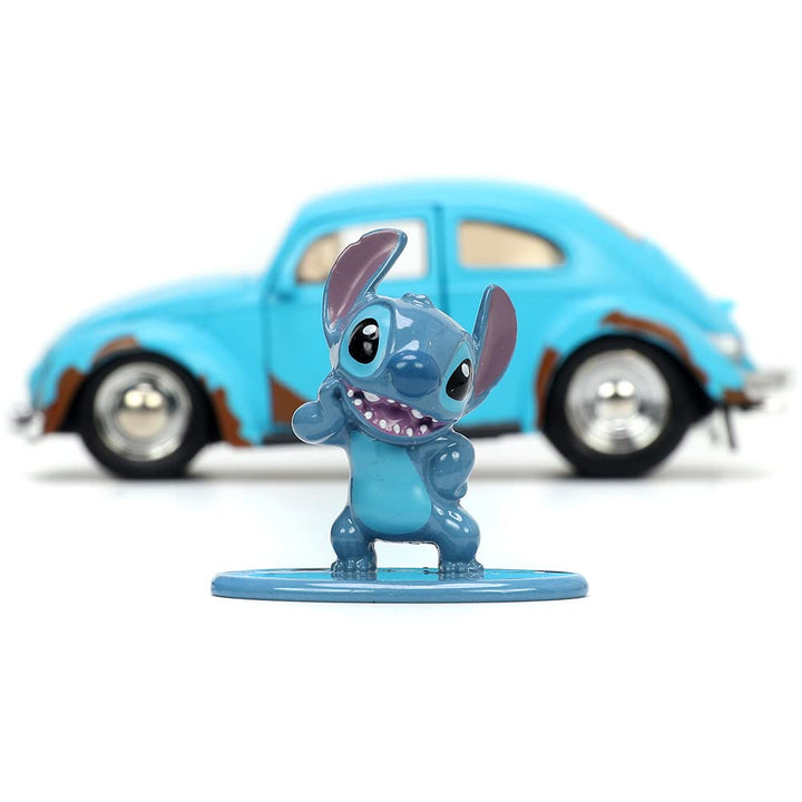 Disney Lilo and Stitch 1:32 Volkswagen Beetle Die-cast Car w/ 1.65 Stitch Figure, Toys for Kids and Adults