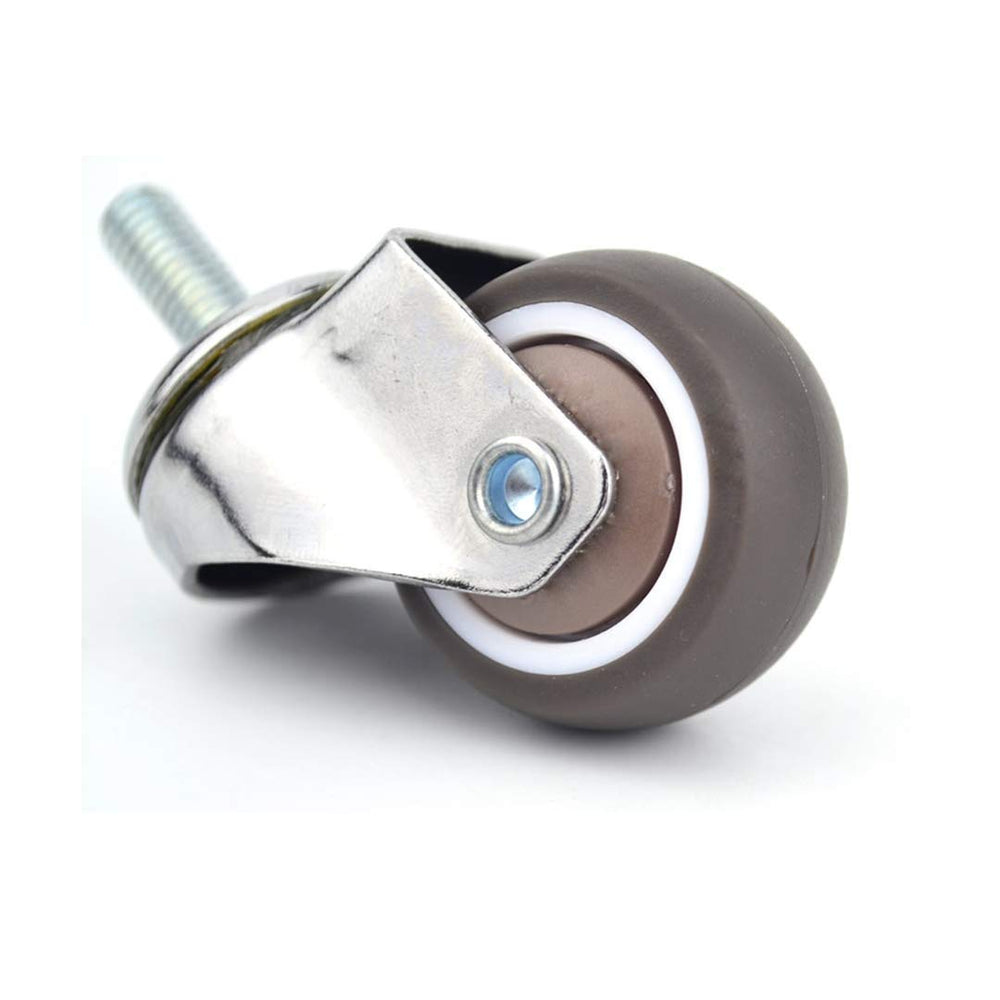 4-Pack 1 Inch Small Tiny Shopping Cart Wheel Swivel Caster Wheels Soft Rubber TPE M6x 15mm Mini Threaded Stem Caster Wheel, 33lb/15kg Load Capacity
