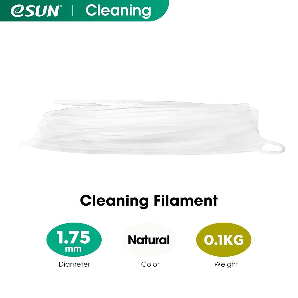 3D Printer Cleaning Filament 1.75mm Natural 0.1kg for All 1.75mm FDM 3D Printers, 1.75mm Cleaning