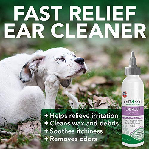 Vet&#39;s Best Dog Ear Cleaner Kit - Multi-Symptom Ear Relief - Wash &amp; Dry Treatment - Alcohol-free