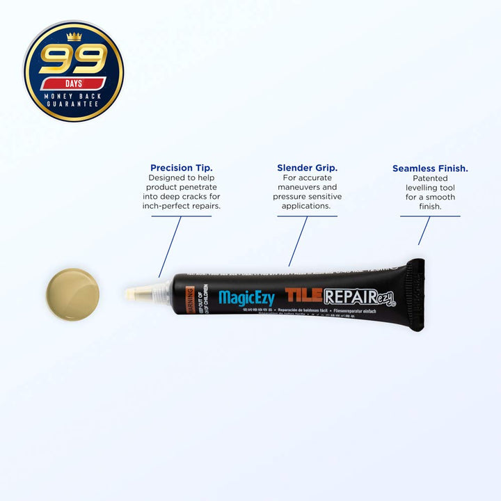 Tile RepairEzy (Honey Beige) Ceramic Tile Repair Kit - Cracked Chipped Bathroom Floor Tiles