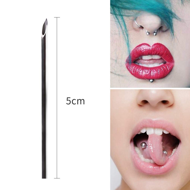100pcs Tattoo Piercing Needle with Body Ear Navel Nipple For piercing Supplies (15G)