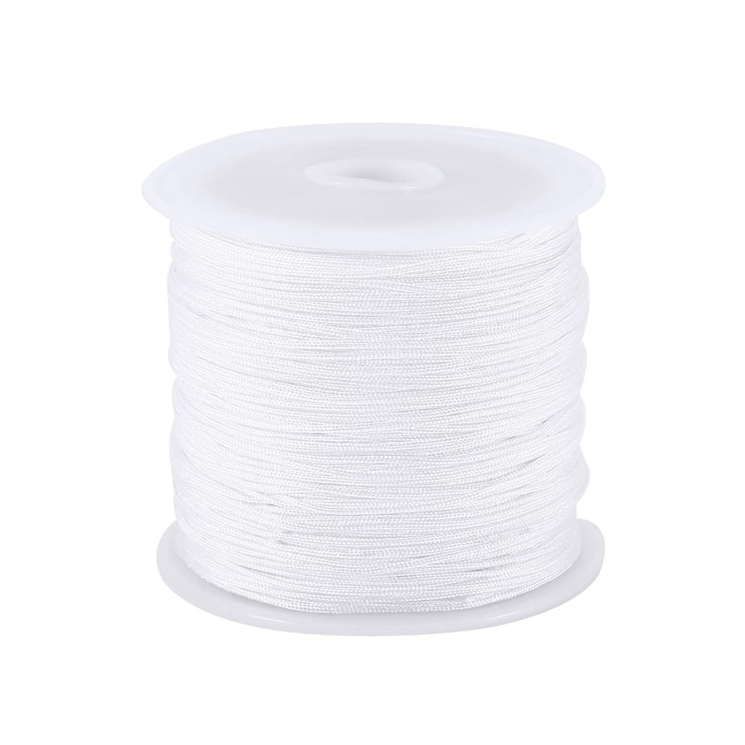 0.8mm Nylon Cord, Nylon Beading String Knotting Cord, Thread Chinese Knot Macrame Rat-Tail Bracelet Braided String (White)