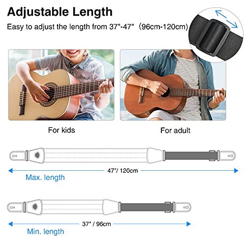 Bass Guitar Strap for Electric Guitar &amp; Bass 3 Wide Guitar Straps Padded Bass Guitar Strap Adjustable Length from 38 to 47 Bass Guitar Straps with Pick Holder 2 Safety Strap Locks &amp; 6 Picks