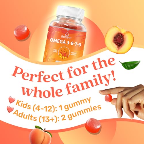 Organic Omega 3 Gummies with Omegas 6, 7, 9, DHA &a