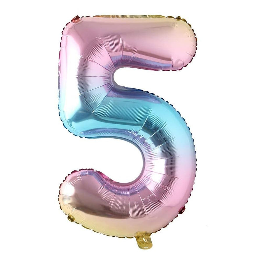 40 inch Rainbow Gradient Colorful Big Size Number Foil Helium Balloons Birthday Party Celebration Decoration Large globos (40 inch 5 Rainbow)