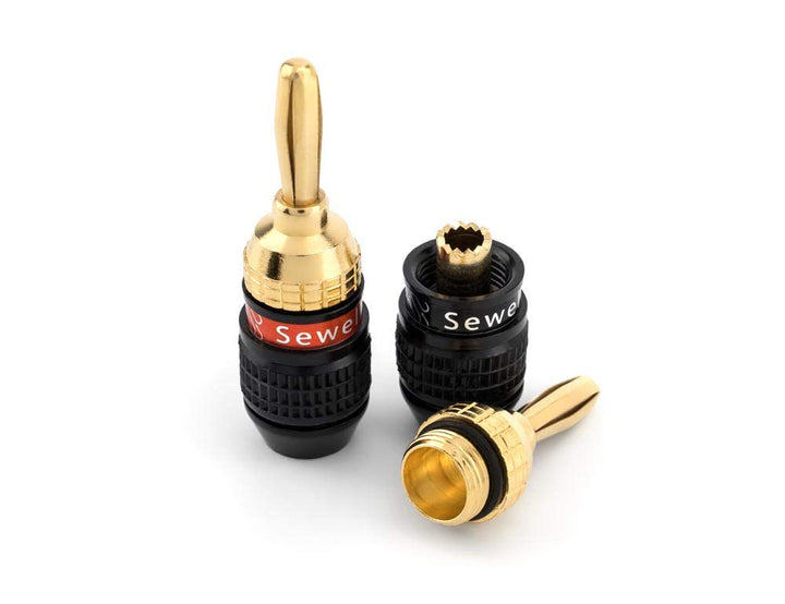 Deadbolt Banana Plugs 6-Pairs by Sewell, Gold Plated Sp