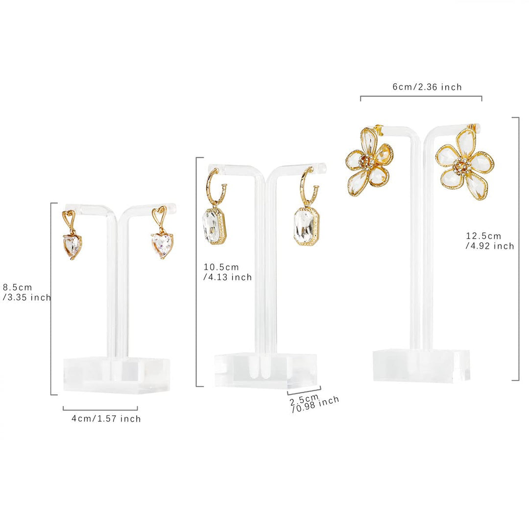3pcs transparent earring T stand jewelry display for show, acrylic earring hanger for women, small clear earring holder for selling, jewelry Photography props3pcs earring stand-T shape