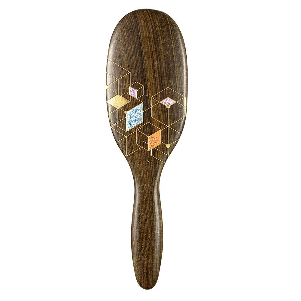Wooden Hair Brush for Women Colorful Lattice