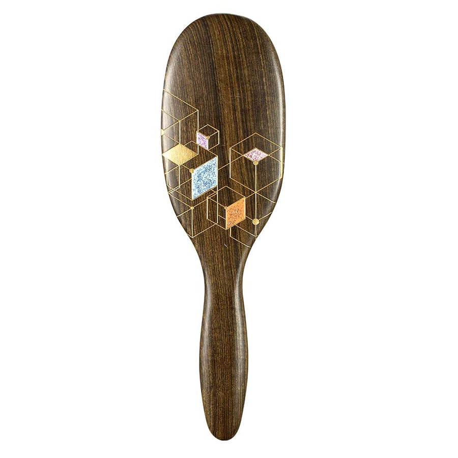 Wooden Hair Brush for Women Colorful Lattice