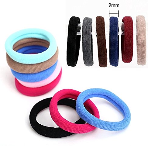 Set Of 24 Multicolor Hair Bands Ties Elastics Ponytail holders No Crease Thick Seamless Cotton Stretch Hair Ties Durable Headband for Baby Kids Girls Women (Multicolor)